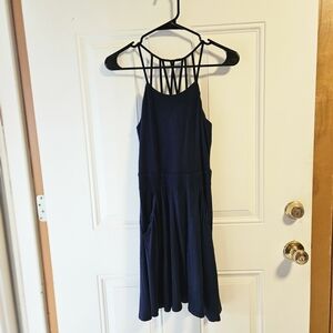 Juniors' Women's Strappy Navy Blue Dress